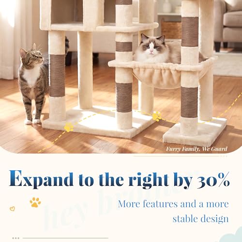 Image of Hey-brother Cat Tree Tower, Wide Base, 5 Platforms for Multi-Cats, MPJ074MJ