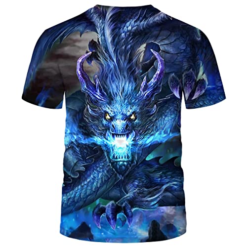 LAOLIUSN Men's Dragon T Shirt Summer Short Sleeve Tees Tops Animal Theme Shirt Anime Graphic Shirt2