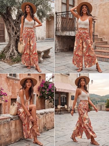 Image of GRECIILOOKS Trouser For Woman | Sharara For Women |Women's Boho Harem Pants | Printed Palazzo Pant For Womans Loose Fit Baggy Trousers with Elastic Waistband | Casual Yoga & Lounge Wear (Available in Plus Size)