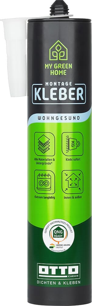 12 x MY GREEN HOME klej montażowy 300 ml w kolorze białym Kleje wszystkie materiały i podłoża – uniwersalne zastosowanie do kuchni, łazienki, ogrodu, kamienia naturalnego, płytek Ottocoll