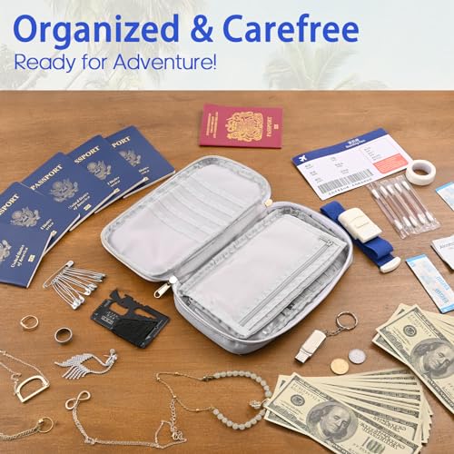 Multifunctional, Practical, RFID Family Passport holder, Travel wallet (green), Travel document manager, Passport Bag, Three-layer Design, Multiple Pockets，Big Storage4