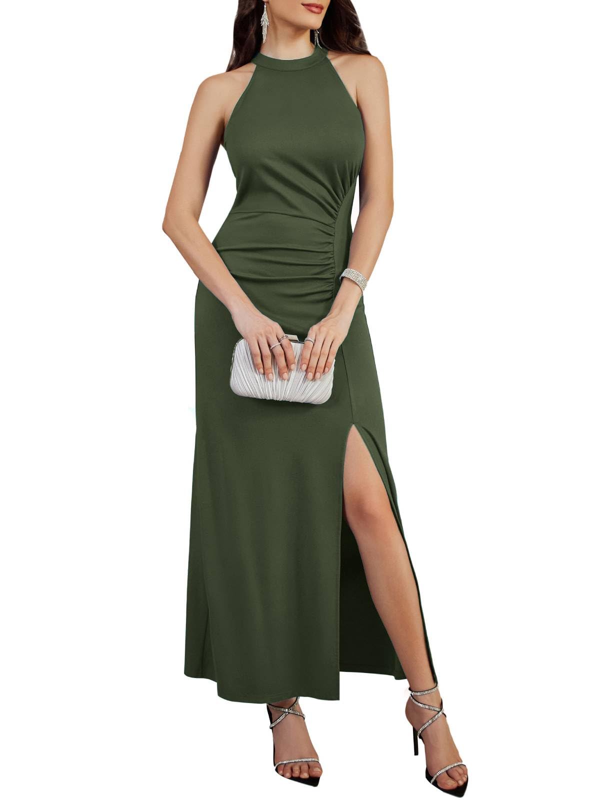 GRACE KARINWomen's Halter Neck Split Long Maxi Formal Dresses Bridesmaid Prom Party Wedding Guest Dresses 2024