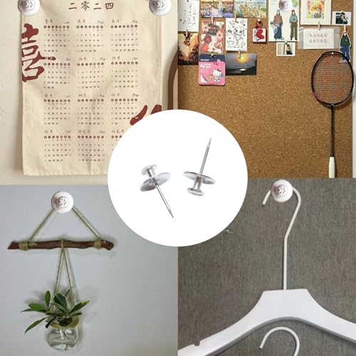Image of 25 Pcs Silver Push Pins, Double Head Nails Decorative Tacks , Sturdy and Track-Less Wall Tacks for Easy Picture Hanging(Star Pattern)