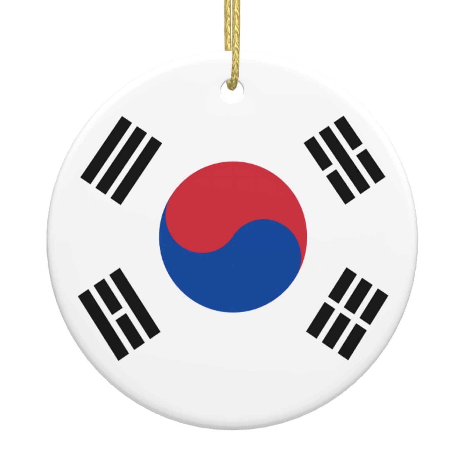 Flag of Republic of Korea Printed Christmas Tree Ceramic Ornaments Holiday Decoration Christmas Unique Pendant for Christmas Party