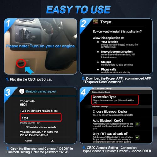Image of OBD2 Bluetooth Scanner for iPhone iOS Android Windows Car Code Reader Enhanced Auto Diagnostic Scan Tool Odb2 OBDII Adapter Check Engine Light Live Data Reset Vehicle Performance Test Exclusive APP