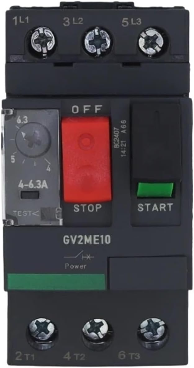1pcs Motor Thermal Magnetic Circuit Breaker Switch Button, GV2ME06, GV2ME07, GV2ME08,GV2ME10.GV2ME14,GV2ME16,GV2ME20,GVME22,GVME32(GV2ME10 4-6.3A)
