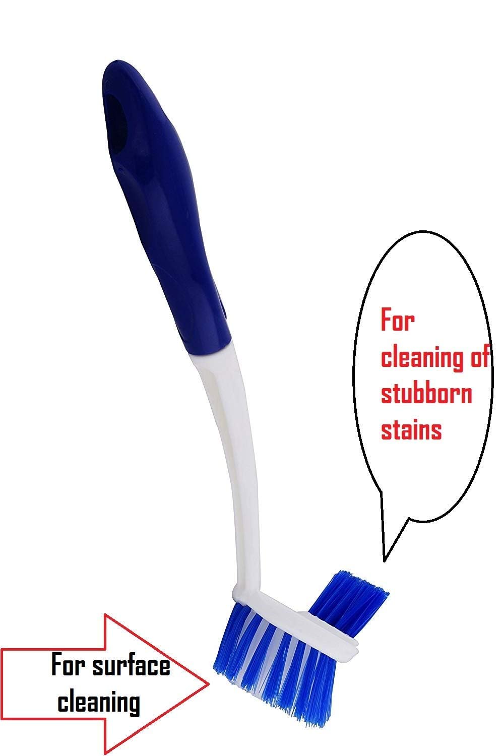 Sakoraware Dual Action Dish Brush with Plastic Handle | Featuring | Flexible | Hanging Provision | Cleaning Wash Basin for Home | Kitchen | Blue, White Pack of 1 3