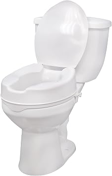 Drive Medical Raised Toilet Seat with Lock and Lid, Standard Seat, 4"