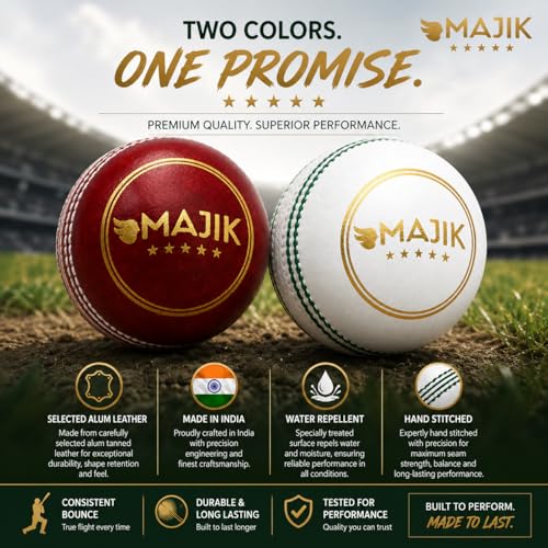 Image of Kabello Cricket Leather Ball for Tournament Game Practice Ball for Matches Water-Resistant and Hand-Stitched Leather Ball (Set of 3 Balls)