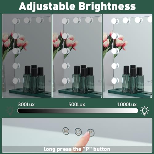 Espejo de maquillaje con luces HOMPEN verde 23.6 x 19.7 in miniatura 4