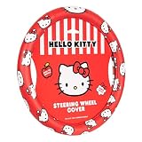 Hello Kitty Steering Wheel Cover Official Sanrio Car Accessory Universal Size 14.5 to 15 Inch Cute Red Design for Women Girls Sedans SUVs Trucks, Anti-Slip Grip, Stretch-Fit Design