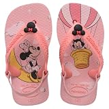 Havaianas Chinelo Infantil Disney Baby, Borracha, Estampas Mickey, Minnie e Ursinho Pooh, com Elástico Traseiro e Pins nas Tiras (Manga Rosa, BR, Bebê, Faixa Numérico, M, 25, 26)