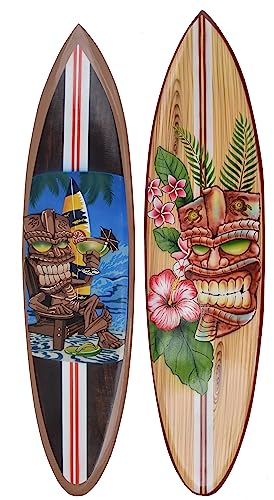 Interlifestyle 2 tablas de surf decorativas de 100 cm con diseño de cóctel Tiki para colgar