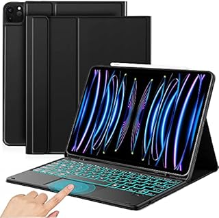 JANOLTY Keyboard Case Compatible with iPad Pro 12.9 2022/2021/2020/2018, QWERTY Backlit Removable Bluetooth Keyboard with Touchpad Compatible with iPad Pro 12.9 Inch 6/5/4.Generation/3rd Gen, Black