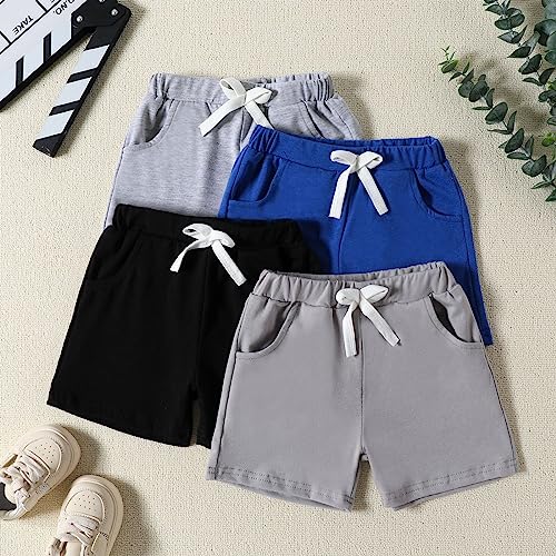 Sweat Shorts for Toddler Boys Elastic Waist Sports Pants with Drawstring Little Boys Summer Casual Solid Beach Shorts4