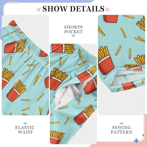 ZZXXB French Fries Print Boys Long Pants Soft Trousers Elastic Waist Kids Lounge Bottoms with Pockets S-XL4