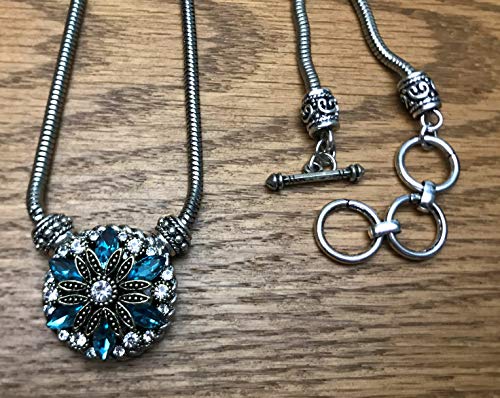 Snap Jewelry Toggle Necklace Silver Plated Length 20" fits 18-20mm Standard Size Ginger Charms My Prime Gifts4