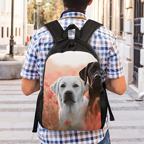 Sac à dos imprimé labrador blanc imperméable et léger noir, taille unique - 7