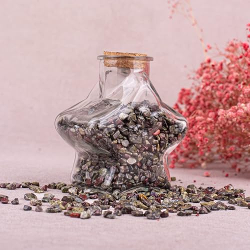 Image of Polished Dragon Blood Jasper Crystal Chips Bulk 200 Pcs - 0.3 inch Small Colorful Tumbled Stone Chips Rocks, 10 oz Crushed Sea Glass Vase Filler Stones for Healing, Reiki, Crafting, Home Decor