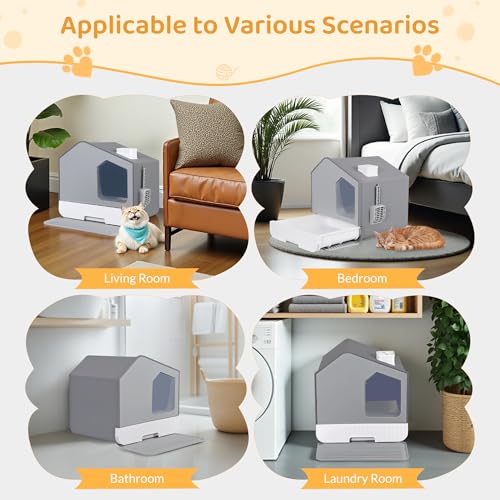 Caja de arena para gato grande cerrada ZENY miniatura 4