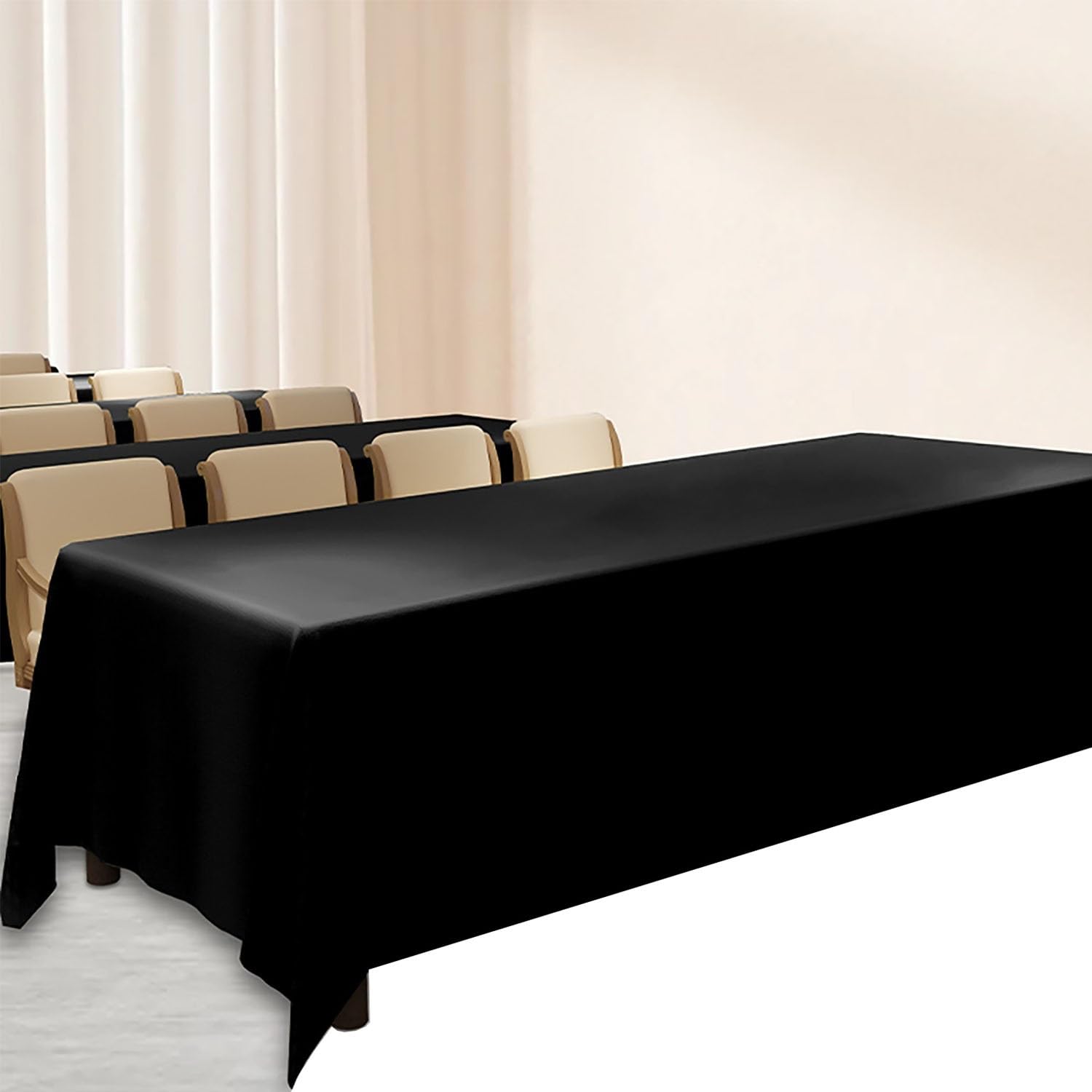 Mantel impermeable extra grande resistente para hoteles y restaurantes, tela de poliéster personalizable para banquetes de Navidad y conferencias (negro, 140 x 220 cm)
