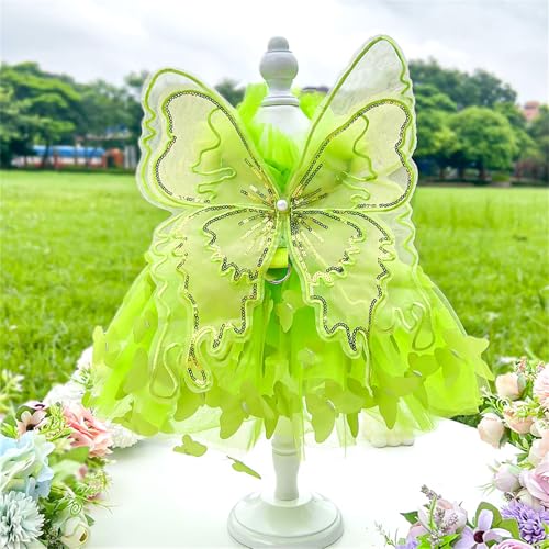 Vestido de novia para mascotas gatas y perros pequeños traje de princesa mariposas colorido 5