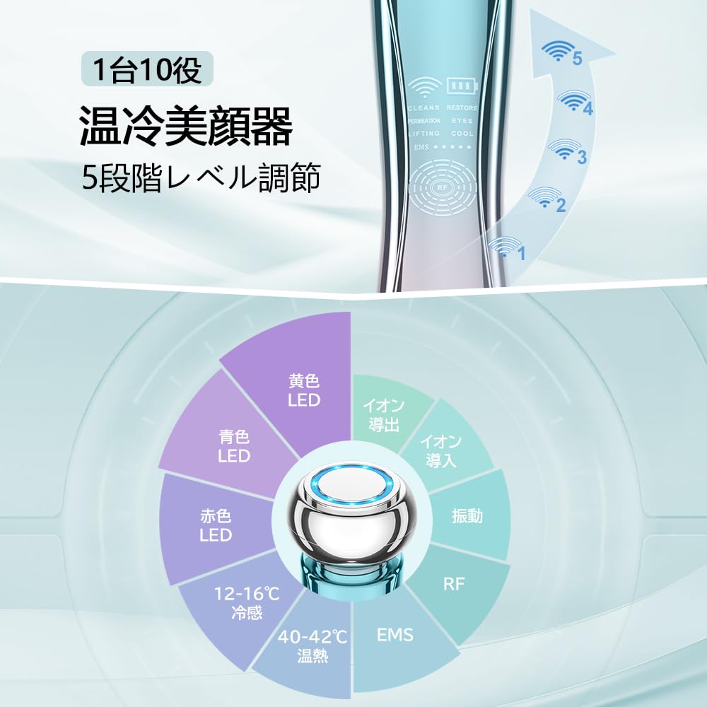 Amazon.co.jp: 美顔器 EMS リフトアップ RF温冷美顔器 イオン導出