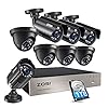 ZOSI 5MP Lite Home Security Camera System with 1TB Hard Drive,8CH H.265+ CCTV DVR,8pcs 1080P 1920TVL Weatherproof…