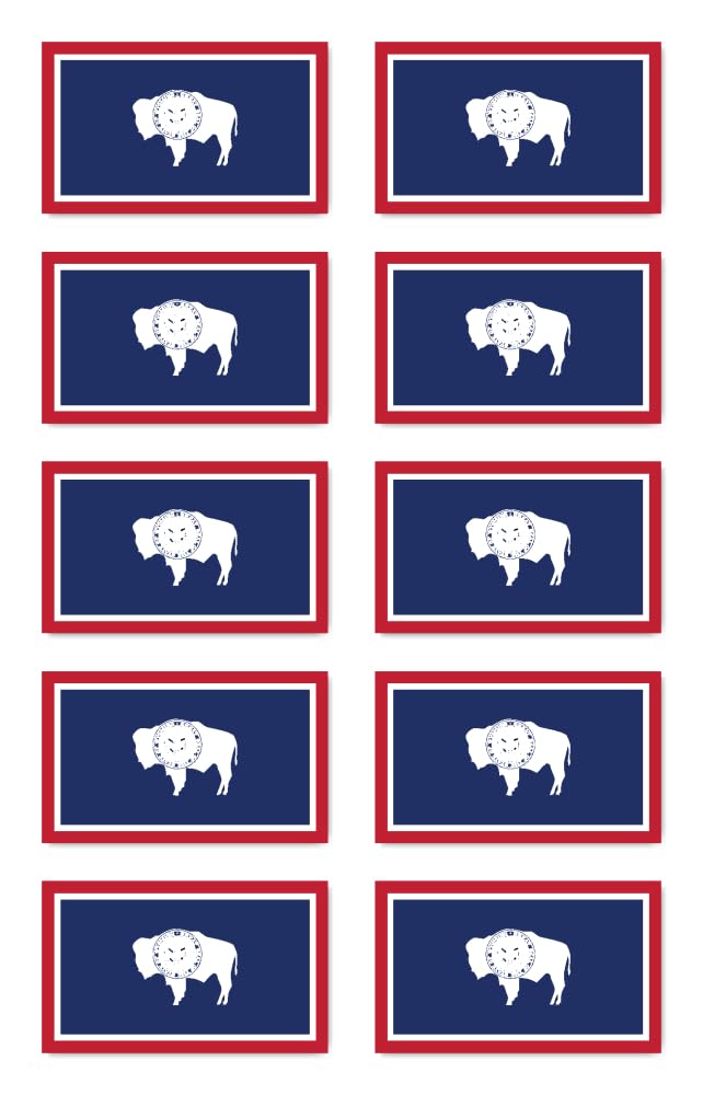 Pegatinas de 50 x 30 mm, 10 unidades, bandera de Estados Unidos de América, Estado de Wyoming, US-WY, para coche, portátil y más