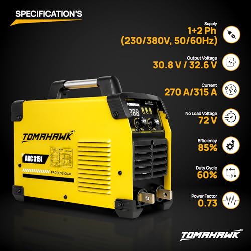 Image of TOMAHAWK ARC-3151 MMA Arc Welding Machine 315A | Hot Start, Anti-Stick & Arc Force Control | 1+2 Phase Heavy-Duty Industrial Welder | Heavy Duty & Durable Build