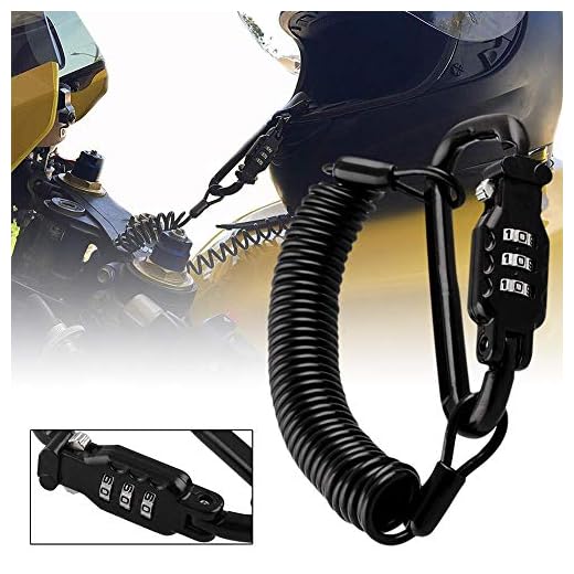 Candado Casco Moto Candado Bicicleta Combinación, Motocicleta de 3 Dígitos Combinación de Bloqueo de Contraseña y 6 Pies de Cable de Acero para Casco de Moto Bike Scooter Scooter, Negro