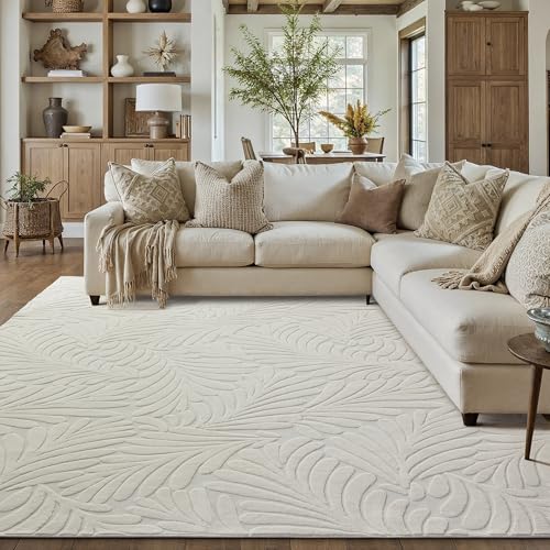 PureCozy Alfombra Salon 160x230cm Blanco Antideslizante Lavable Lavadora Alfombras de Habitacion Moderna 3D Pelo Corto Carpet Sala Dormitorio Oficina Comedor Grande Carpets