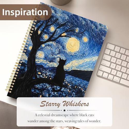 Image of Cute Spiral Notebook 8.5 x 11 lined Journal A4 with Pocket, Galaxy