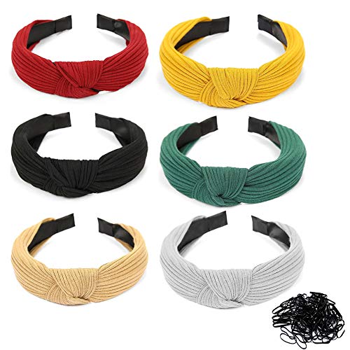 YXJKAI Diademas de nudo para mujeres y niñas, banda de pelo sólida...