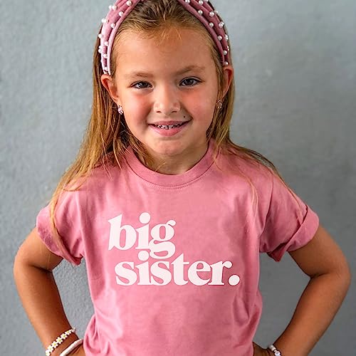 Bold Big Sister Colorful Sibling Reveal Announcement T-Shirt for Baby and Toddler Girls Sibling Outfits4