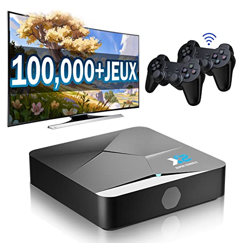Kinhank Console de Jeux Rétro Intégrant 100,000+ Jeux Classiques, Android 9.0/EmuELEC 4.5 Systems Console de Jeu Vidéo pour 4K Sortie, 2 Contrôleurs sans Fil, Compatible 70+ émulateurs . X2-256GB Cover