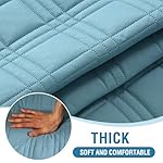 H.VERSAILTEX 100% Waterproof Futon Couch Cover Reversible Sofa Slipcovers Armless Daybed Cover Soft Thicken Sofa Bed Cover for Dog with Adjustable Elastic Strap Non-Slip, Smoke Blue/Beige - Image 5
