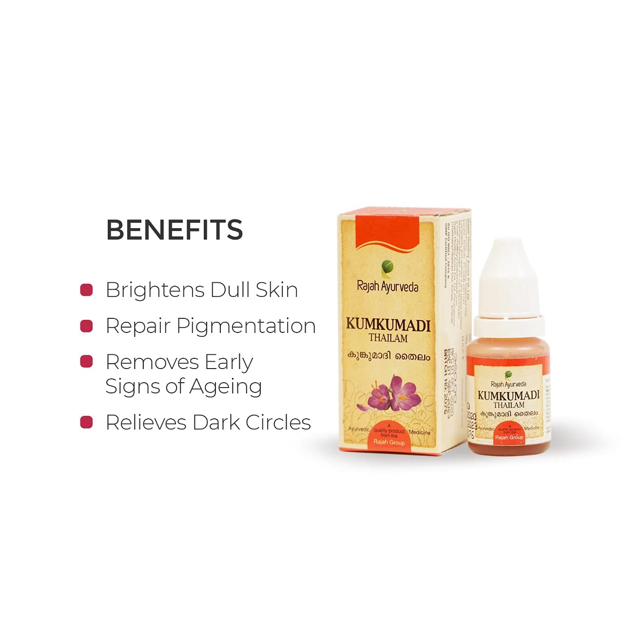 Rajah Ayurveda Kumkumadi Tailam (10 ml) – Ayurvedic Radiance for Acne, Pimples, Dark Spots and Dull Skin. 4 51kEkYMvsIL. SL1280