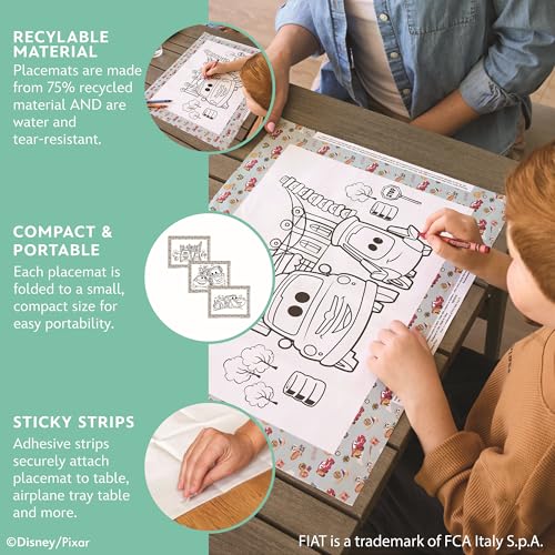 Image of Disney Baby by J.L. Childress ColorMe Disposable Placemats - Stick on Disposable Placemats for Baby, Toddlers, & Kids, for Travel, Picnic, & Dining Coloring Activities, Child Table Mat - 24 Pack, Cars
