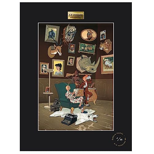 Poster Spirou & Fantasio Akimoff assis en train de lire - Affiche BD 30x40 cm