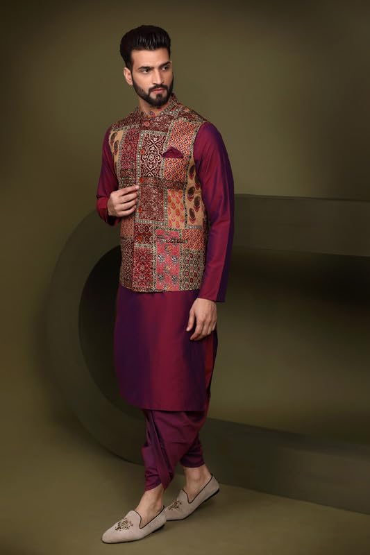 Image of KISAH Kurta Pajama Set for Men with Modi Jacket - Ethnic Kurta for Man | Wedding Dress Set & Traditional Outfit