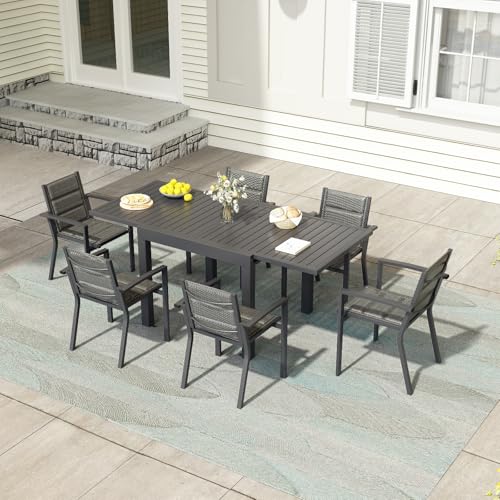 Devoko Mesa De Jardín Extensible,80 X 80 X 75 Cm,Mesa Exterior Extensible Aluminio,Muebles De Jardín para Balcones Y Terrazas, Se Extiende hasta 160 Cm, Gris Oscuro - imagen 4