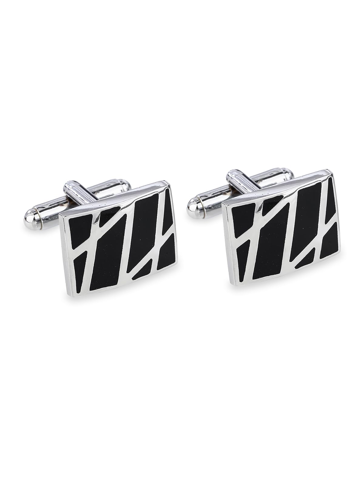 PiercingJak Manschettenknöpfe Herren Hochzeit 1 Paar Edelstahl Manschettenknöpfe Männer Hemden Cufflinks Verlobung Geschäft Geschenk für Bräutigam Jubiläum Business Men, Silber Schwarz