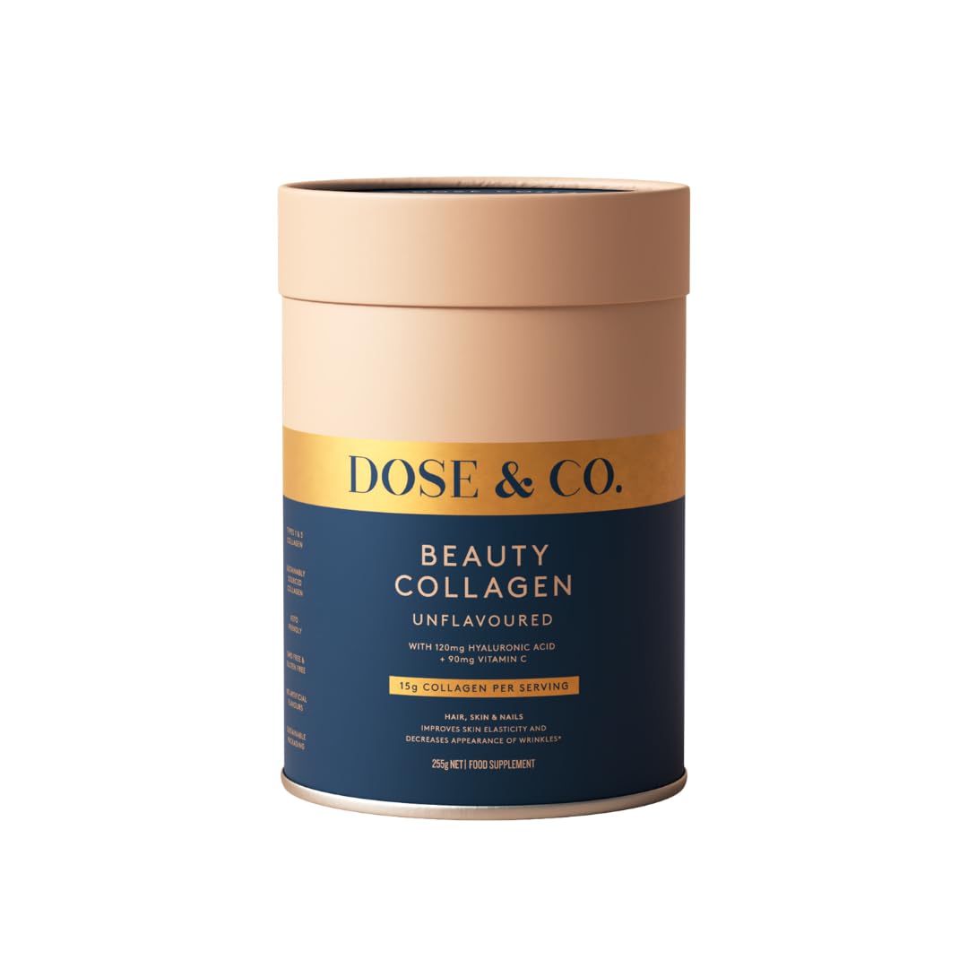 Dose & Co Beauty Collagen Powder – Unflavoured, 255g | VERISOL® Hydrolysed Collagen with Hyaluronic Acid & Vitamin C | Supports Skin, Hair & Nails, Firmness & Hydration