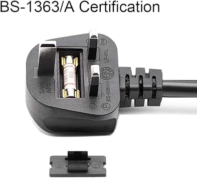 FSKE 3 Meters C19 Power Cable UK Mains Plug to IEC 320 C19 14AWG Extension Cord Leads
