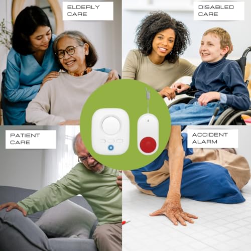 Image of SMILEDRIVE Wireless Caregiver Alarm Bell Pager for Elderly|Emergency SOS Call Button|Nurse Alert for Patients /Disabled /Senior Citizens-500+ft 1receiver 1transmitter|No WiFi /Bluetooth /Internet Needed