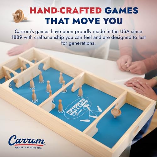 Image of Carrom Skittles Game - Large Board Games for Adults & Children - Wooden Family Board Games for Family Night - Indoor and Outdoor Games for Family