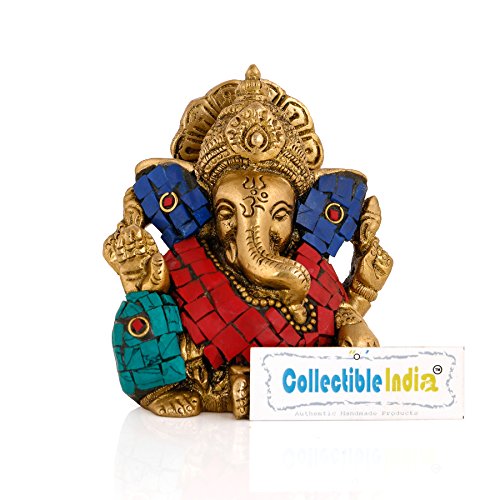 Collectible India Brass Ganesha Idol Long Ear Ganesh Statue Goodwill,Good Luck Gift