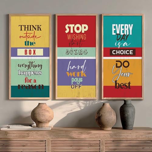 Image of kotart - Wall Hanging Paintings For Office Living Room Bedroom | Motivational Quotes Poster With Frame | Painting for wall Hanging | Quotes Wall Decor Poster With Frames Set of 3 (10x19 inch, G)