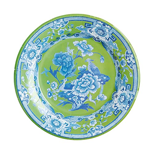 Caspari Green And Blue Plate Salad & Dessert Plates - 8 Per Package Caspari Green And Blue Plate Salad & Dessert Plates - 8 Per Package